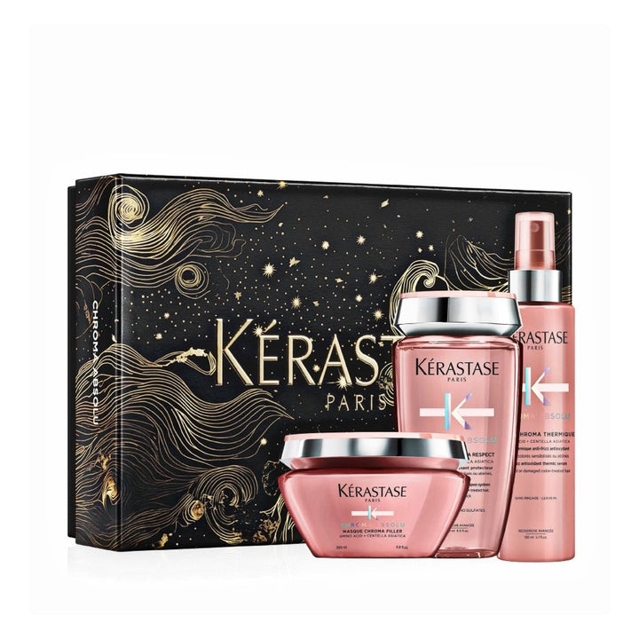 Kerastase Chroma Absolu Cofanetto Natale 2024 Bain Riche, Masque Chromafiller e Sérum Chroma Thermique - Capelli