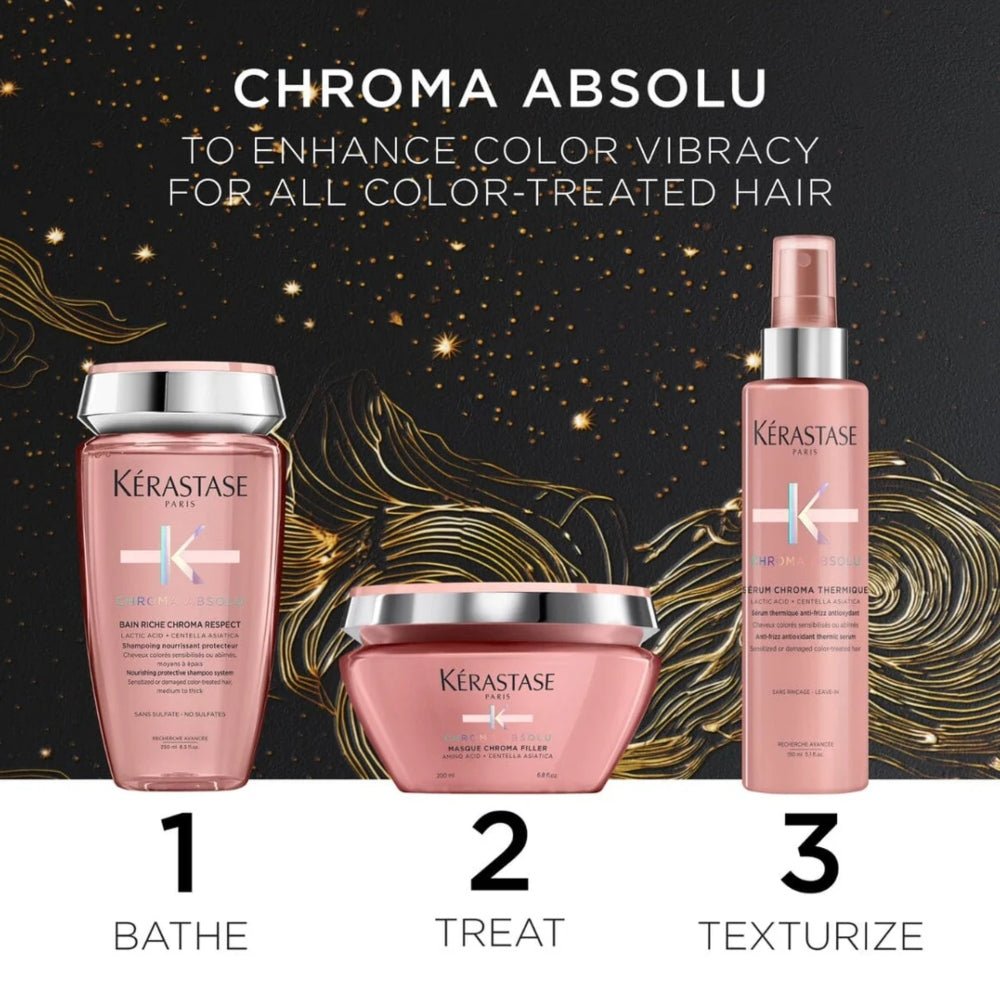 Kerastase Chroma Absolu Cofanetto Natale 2024 Bain Riche, Masque Chromafiller e Sérum Chroma Thermique - Capelli