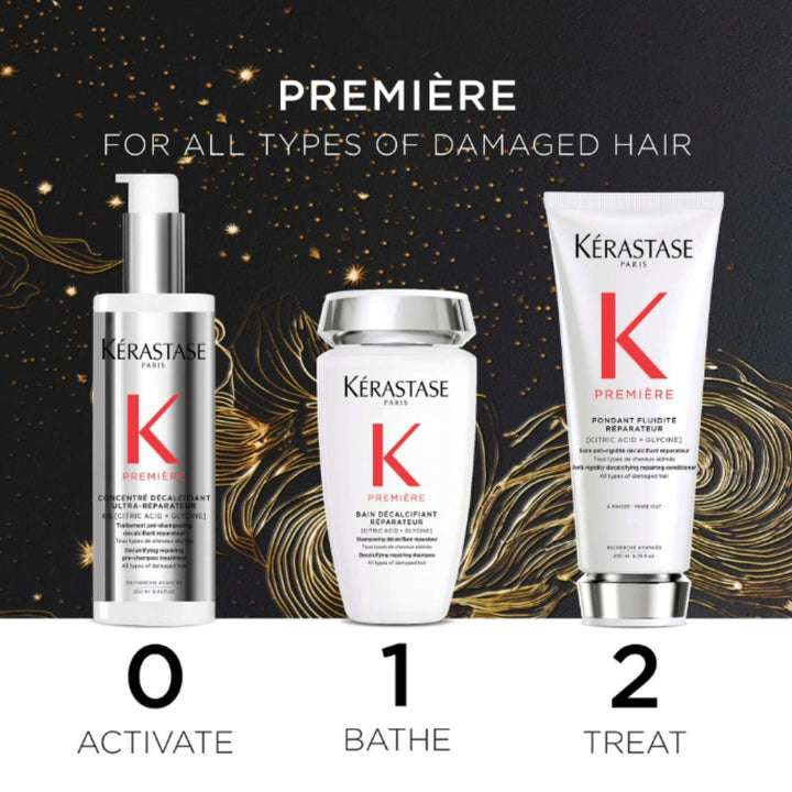 Kerastase Première Cofanetto Natale 2024 Concentré Décalcifiant Ultra - Réparateur, Bain Décalcifiant Réparateur e Fondant Fluidité Réparateur - Capelli