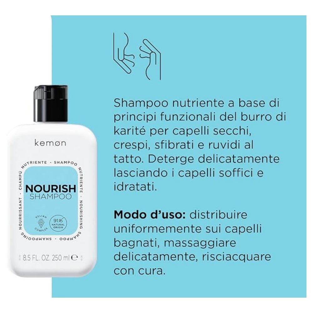 Kemon Nourish Shampoo capelli secchi 250ml - Bio e Naturali