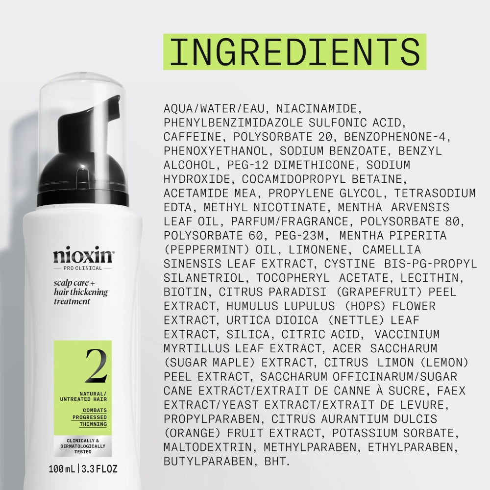 Nioxin System 2 Leave In Treatment capelli naturali con assottigliamento avanzato 100ml - Capelli Misti/Grassi - Caduta Capelli