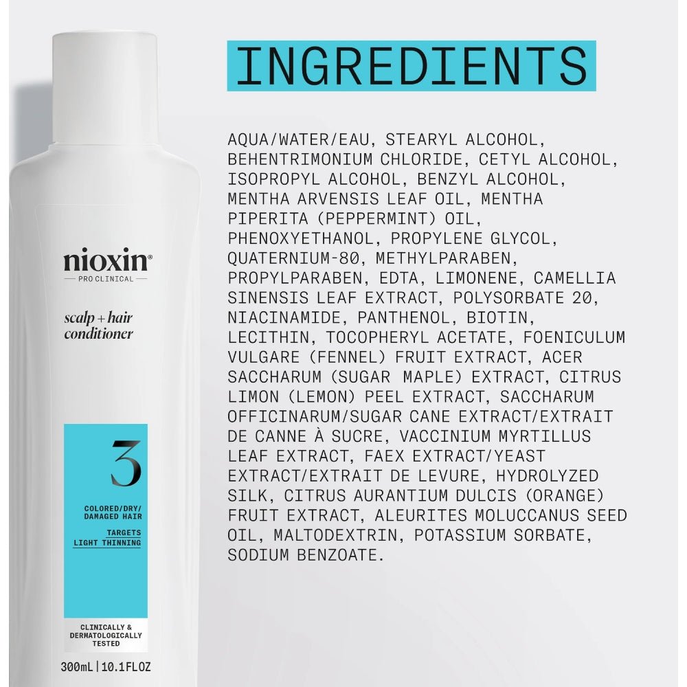 Nioxin System 3 Conditioner capelli colorati con assottigliamento lieve - Capelli Misti/Grassi - Caduta Capelli