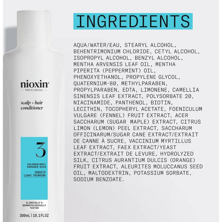 Nioxin System 3 Conditioner capelli colorati con assottigliamento lieve - Capelli Misti/Grassi - Caduta Capelli