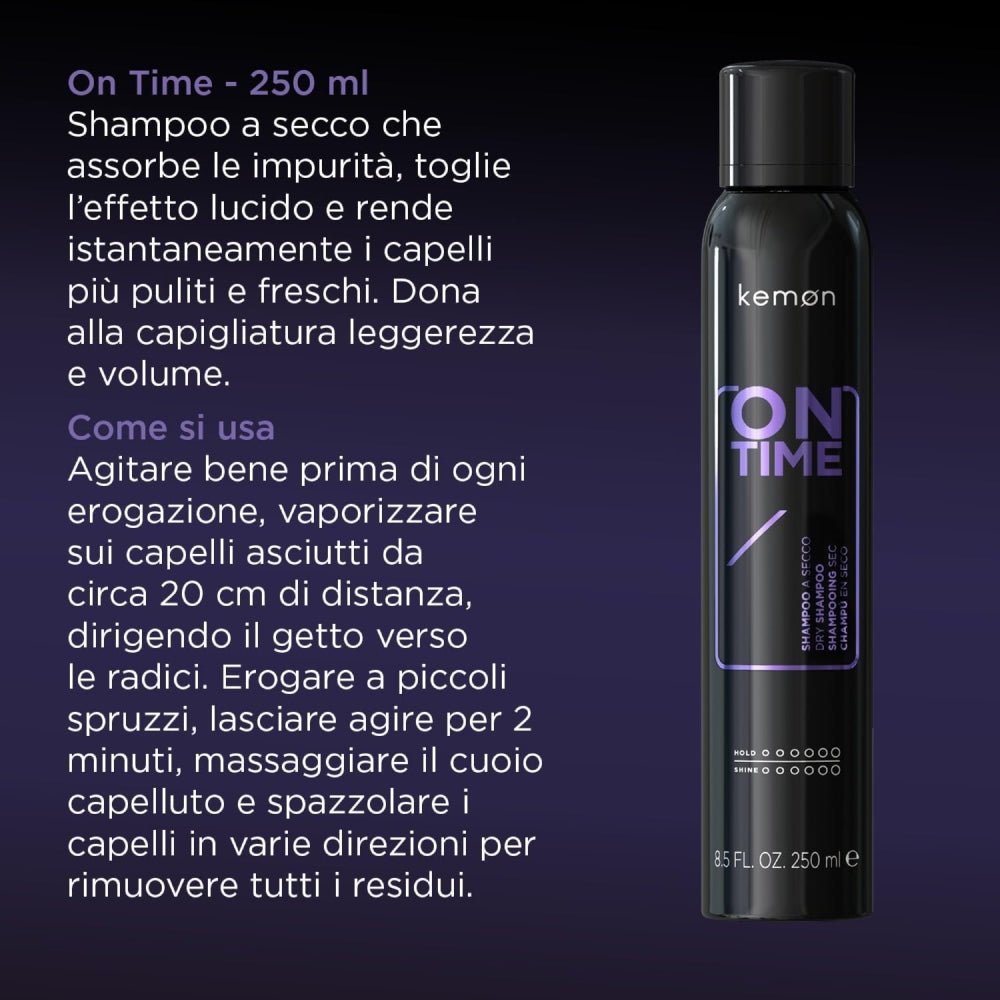 Kemon On Time shampoo secco 250ml - Spray - Capelli